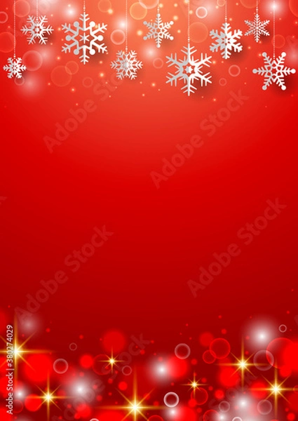 Obraz Print縦 キラキラ 雪の結晶のイルミネーションが美しいクリスマス背景