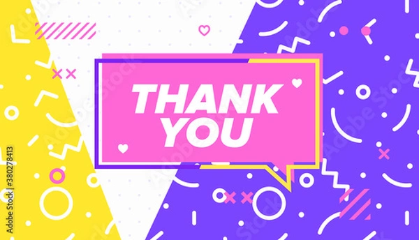 Fototapeta Thank you in design banner. vector template for web, print, presentation .