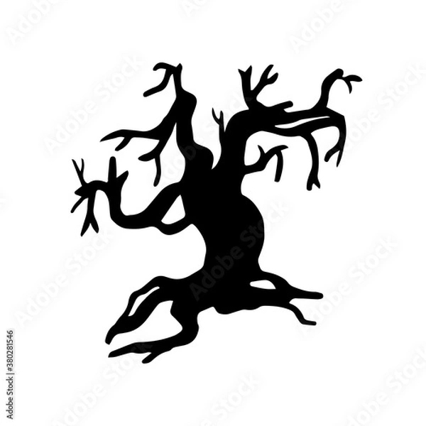 Fototapeta Scary trees doodle set.