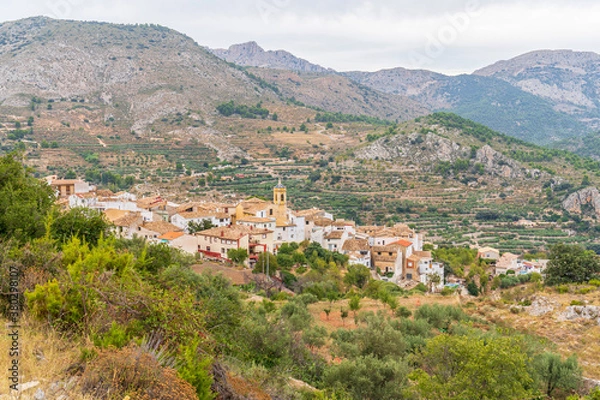 Fototapeta Views of the town and mountains of Confrides.