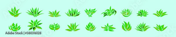 Fototapeta set of green agave cartoon icon design template with various models. vector illustration isolated on blue background