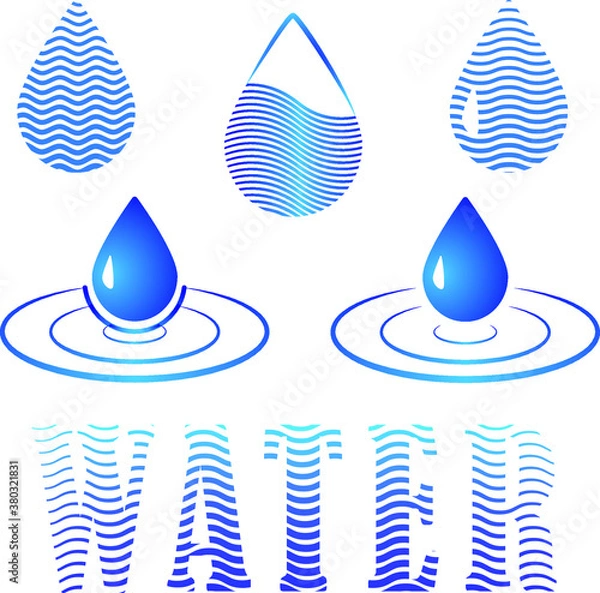 Fototapeta Abstract symbol of water drops. Water drop Logo Template vector illustration design.