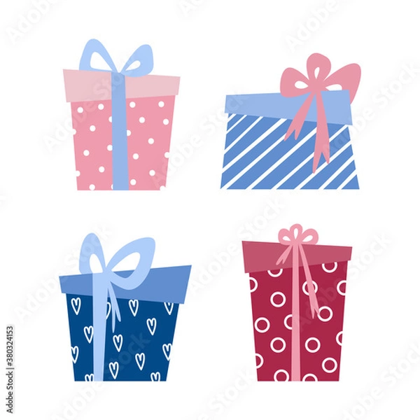 Obraz Vector set of isolated gift boxes. Flat graphics.