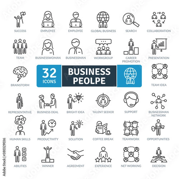 Fototapeta Business People Icons Pack. Thin line icons set. Flat icon collection set. Simple vector icons