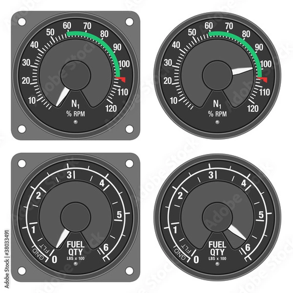 Obraz Aircraft indicators 3 - 480B dashboard set