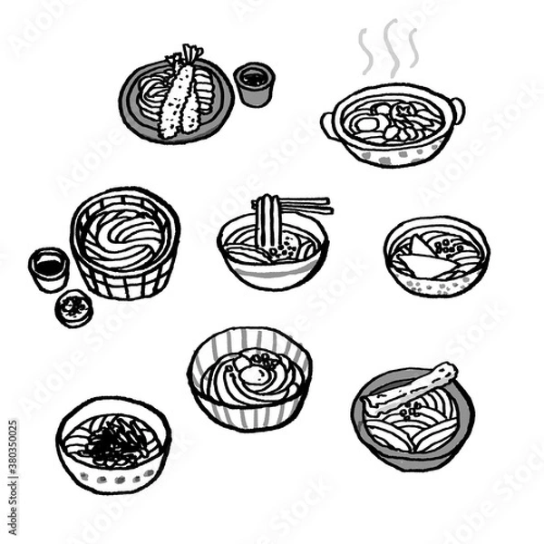 Obraz うどん　イラスト　タイトル　20092510 hanadaruma 