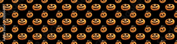 Obraz Seamless endless halloween pumpkin pattern. Festive background. For design and printing. Jack's head background. Concept for print and design
