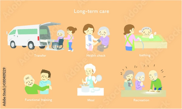 Fototapeta 介護イラスト