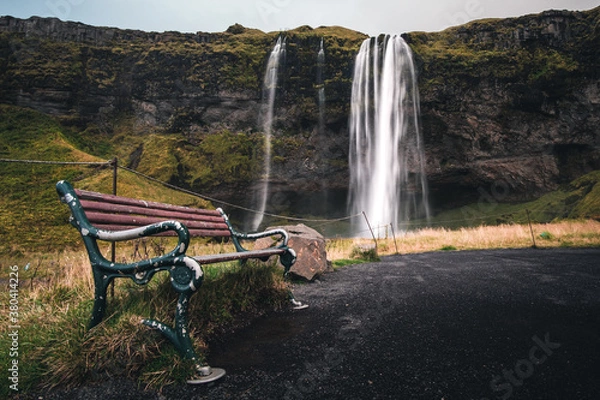 Fototapeta Seljalandfoss, beautifull waterfall. Poto made during covid times where there was literaly no-one in the area.