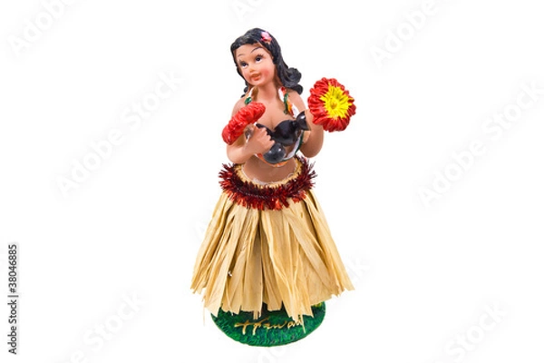Fototapeta Dashboard hula wiggler doll isolated on white