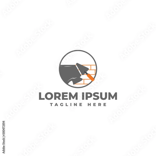Obraz Plastering Cement Brick Wall with Pock Logo Vector Icon Illustration