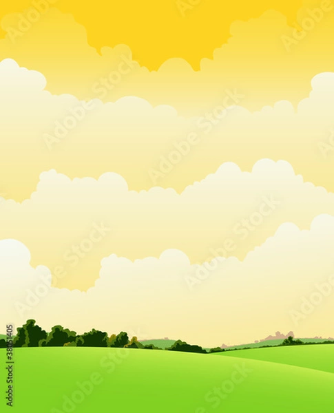 Fototapeta Spring And Summer Cloudy Landscape