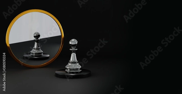 Fototapeta Pawn chess, standing against black background. Chess game figurine. Leader success business concept. Chess pieces