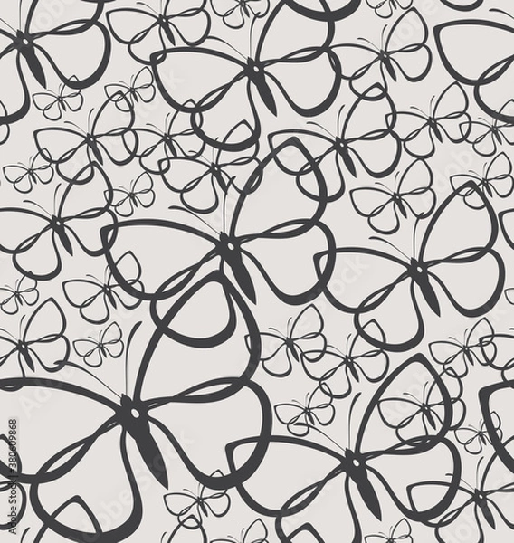Obraz Seamless pattern with decorative butterflies. Vector illustration for print or textile.