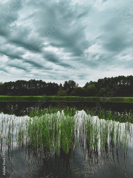 Obraz landscape with lake and clouds