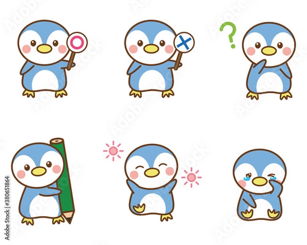 Fototapeta ペンギン　表情　イラストセット