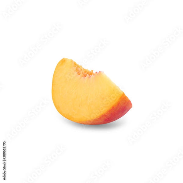 Fototapeta Slice of ripe peach isolated on white