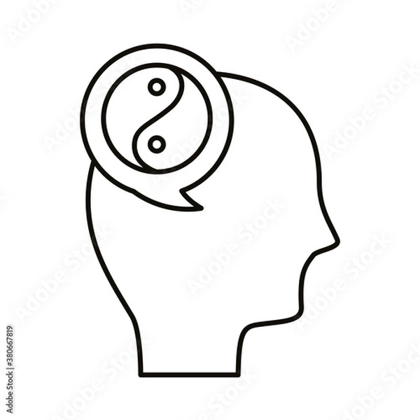 Fototapeta profile with yin yang symbol in speech bubble line style icon
