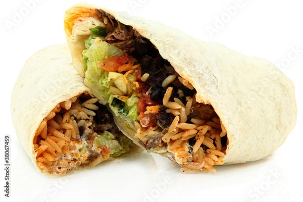 Obraz Sliced Burrito On White Background