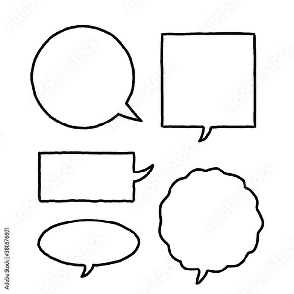 Fototapeta フキダシ　吹出し　モノクロ　シンプル　セット