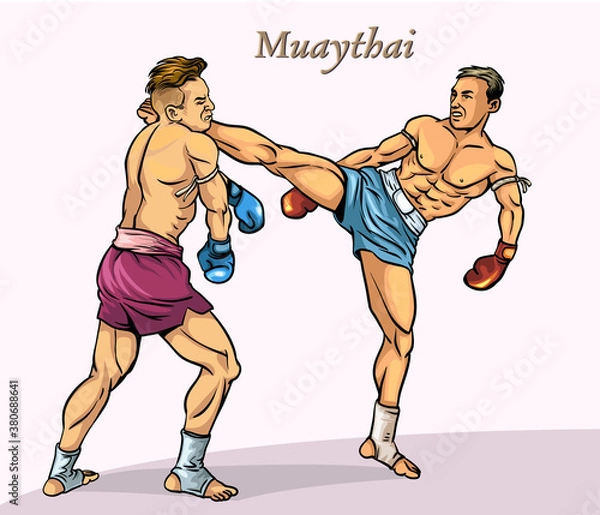 Obraz The magnificent martial arts of Muay Thai. Pop art vector illustration

