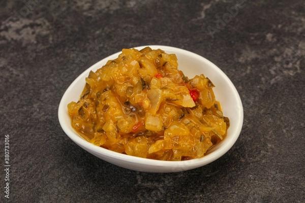Fototapeta Relish sauce with cucumbers and mustard