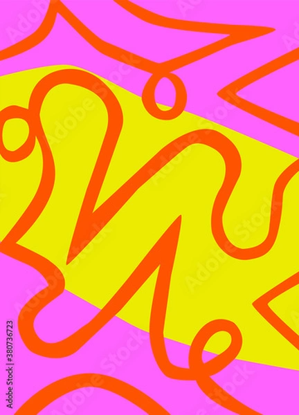 Fototapeta Geometric orange pattern on pink and yellow background
