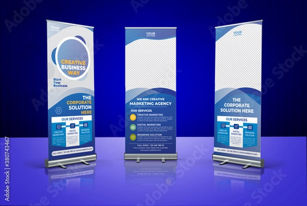 Fototapeta Professional Corporate Roll Up Banner Design 2020 with 3 concepts
