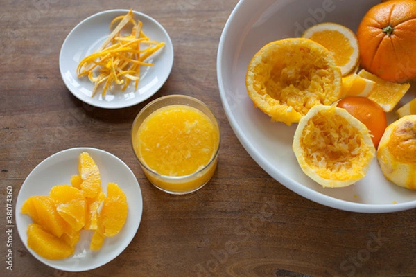 Obraz arance spremute, scorze, spicchi