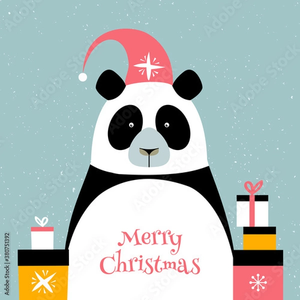 Obraz Merry christmas card with panda