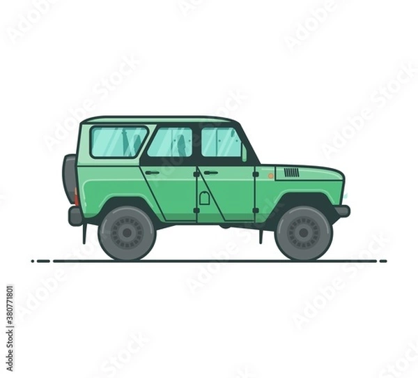 Fototapeta Jeep SUV vector illustration. Transport in the cartoon style. On white background