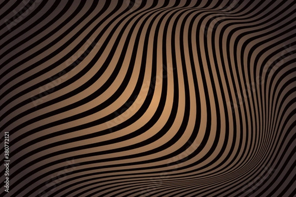 Fototapeta Vector Minimal abstract wavy line colorful gradient dark background. Colorful wavy lines pattern. Opart stripes. Modern waves, geometric line stripes. Usable for background card, banner, cover, etc
