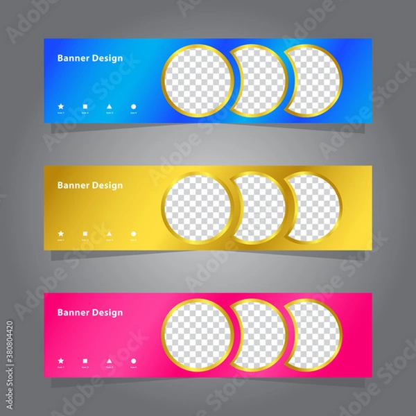 Fototapeta shiny elegant colorful banner set template collection, modern luxury style, with circle shape isolated for image, vector graphic design