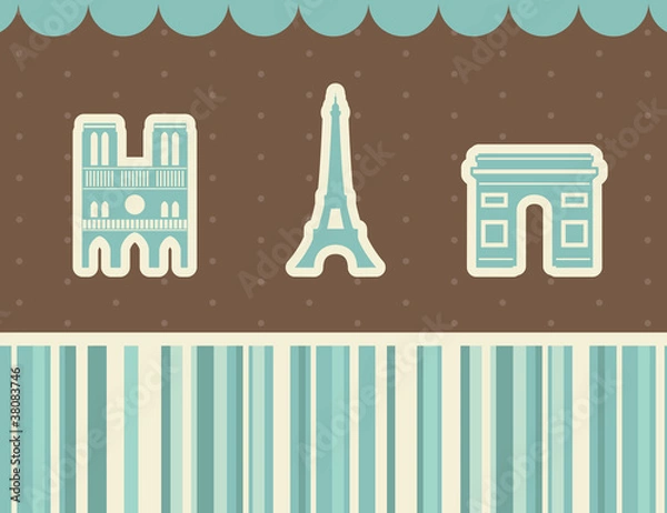 Obraz Best Paris sights. Vector illustration.