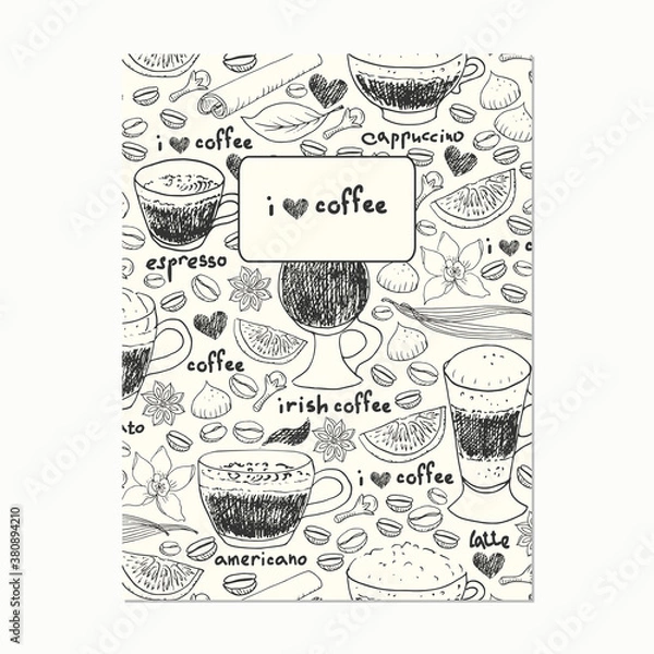 Obraz Hand drawn doodle coffee background