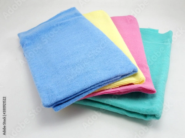 Fototapeta Pranela colorful cloth cleaner use to wipe excess water