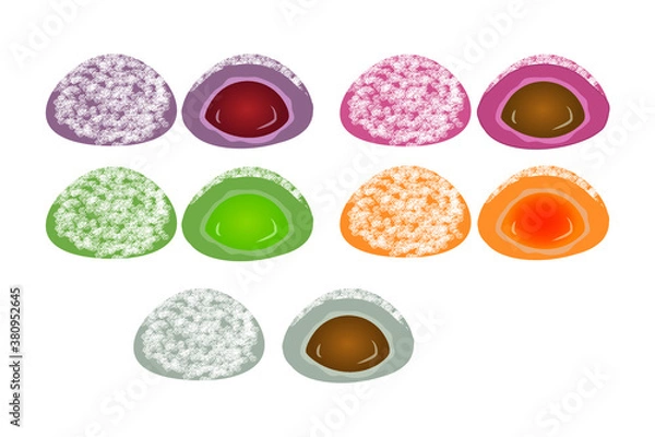 Fototapeta Mid-Autumn Festival. Vector illustration. Japanese food