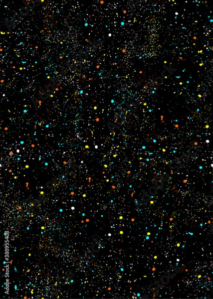 Obraz Vector illustration of colorful paint dripping texture on dark background.