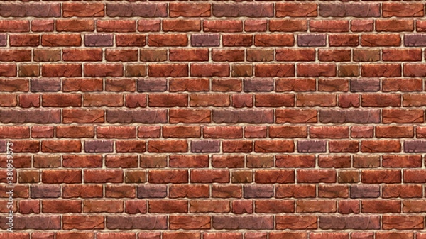 Obraz 横長サイズの茶色い赤レンガの壁紙。シームレスパターン素材