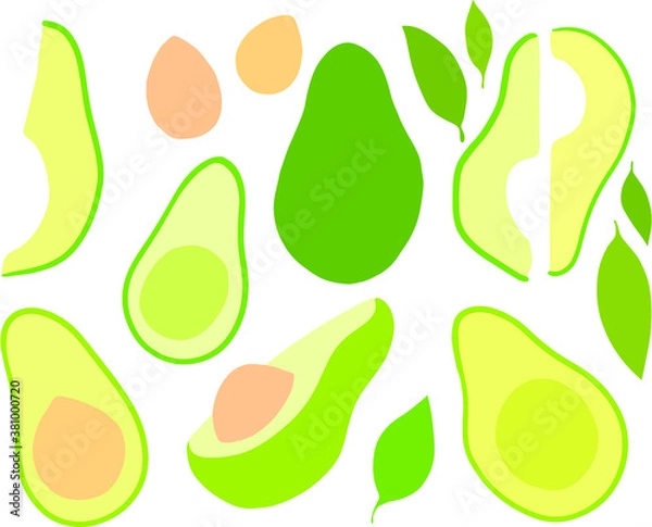 Fototapeta set with avocado 