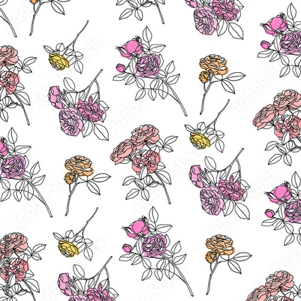 Fototapeta seamless floral rose pattern