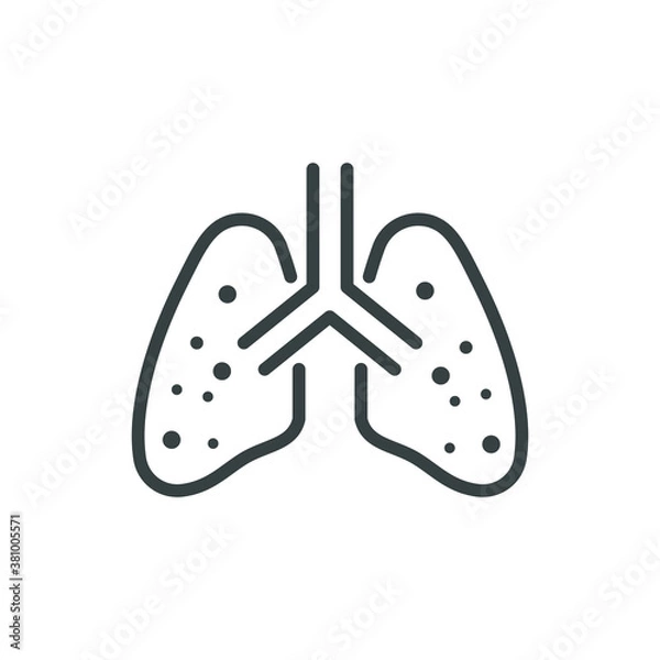 Fototapeta Lungs Infected Bacteria Coronavirus Linear Line Icon Editable stroke