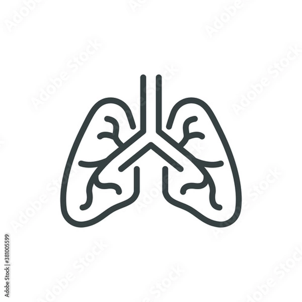 Fototapeta Lungs Infected Pneumonia Coronavirus Linear Line Icon Editable stroke