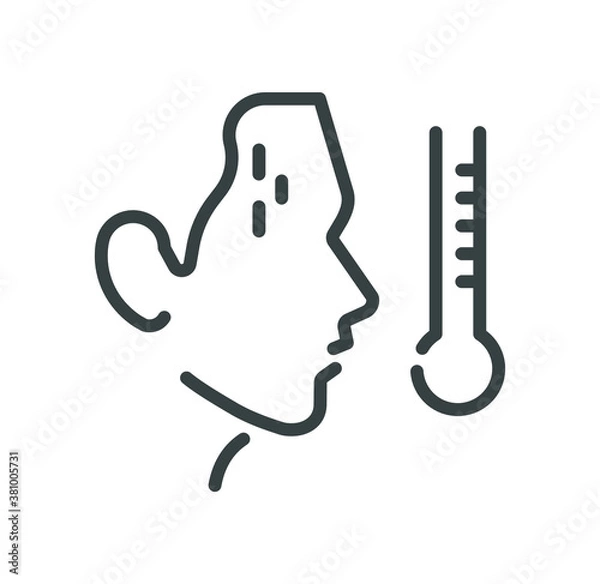 Fototapeta Temperature Fever Thermometer Measure Linear Line Icon Editable stroke