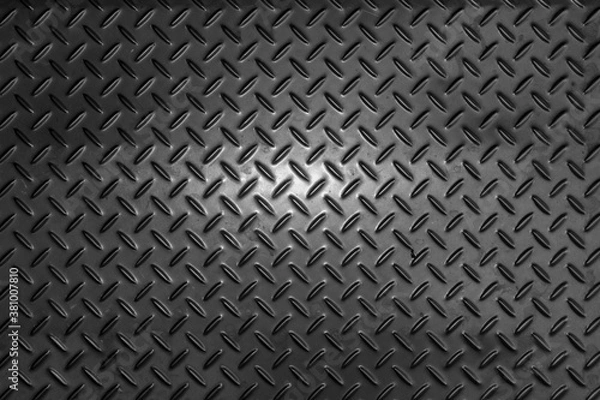 Fototapeta Czarny ciemnoszary Checker Plate abstrakcyjna podłoga metalowa powierzchnia ze stali nierdzewnej