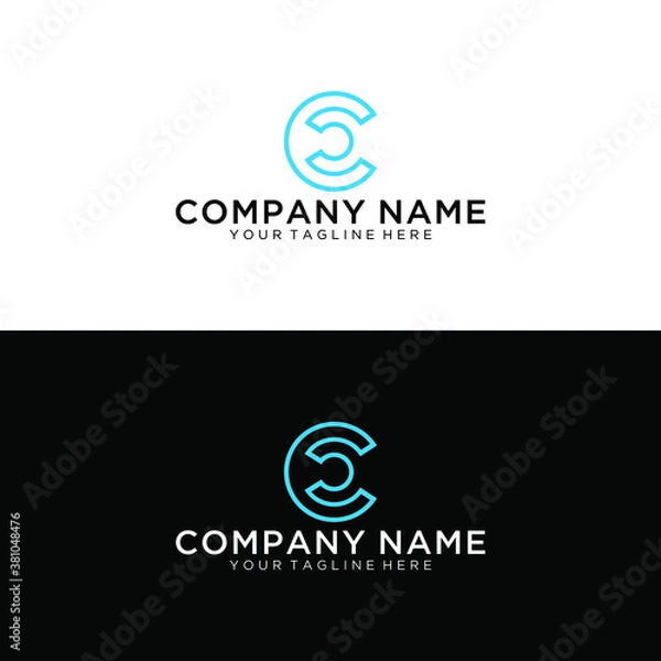 Fototapeta Logo C monogram modern letter, CC mockup elegant business card emblem, overlapping lines symbol