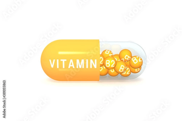 Obraz ビタミンB2のカプセル型サプリメント