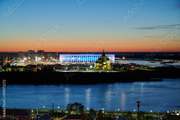 Obraz Night view on Volga and Nizhny Novgorod from a Fyodorovsky`s embankment