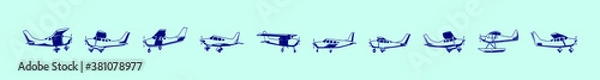 Fototapeta set of cessna plane cartoon icon design template with various models. vector illustration isolated on blue background