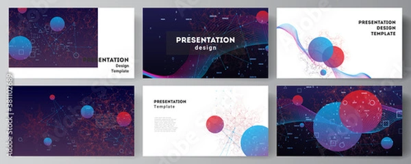 Obraz Vector layout of the presentation slides design business template, multipurpose template for presentation brochure. Artificial intelligence, big data visualization. Quantum computer technology concept